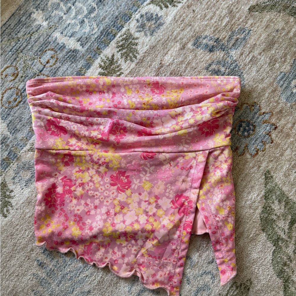 Pink floral tube top